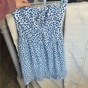 Small SHEIN blue and white flower strapless dress